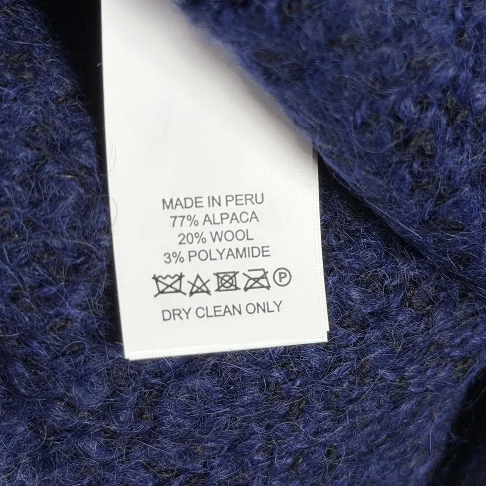 Kate Spade New York Blue Leopard Alpaca Wool Mock Neck Sweater Womens XS
